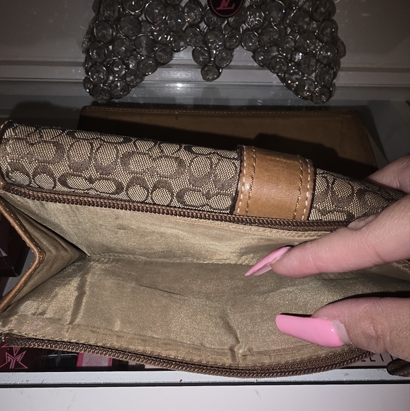 EUC  Coach Brown and Tan Monogram Clutch with Leather Trim - Picture 8 of 10